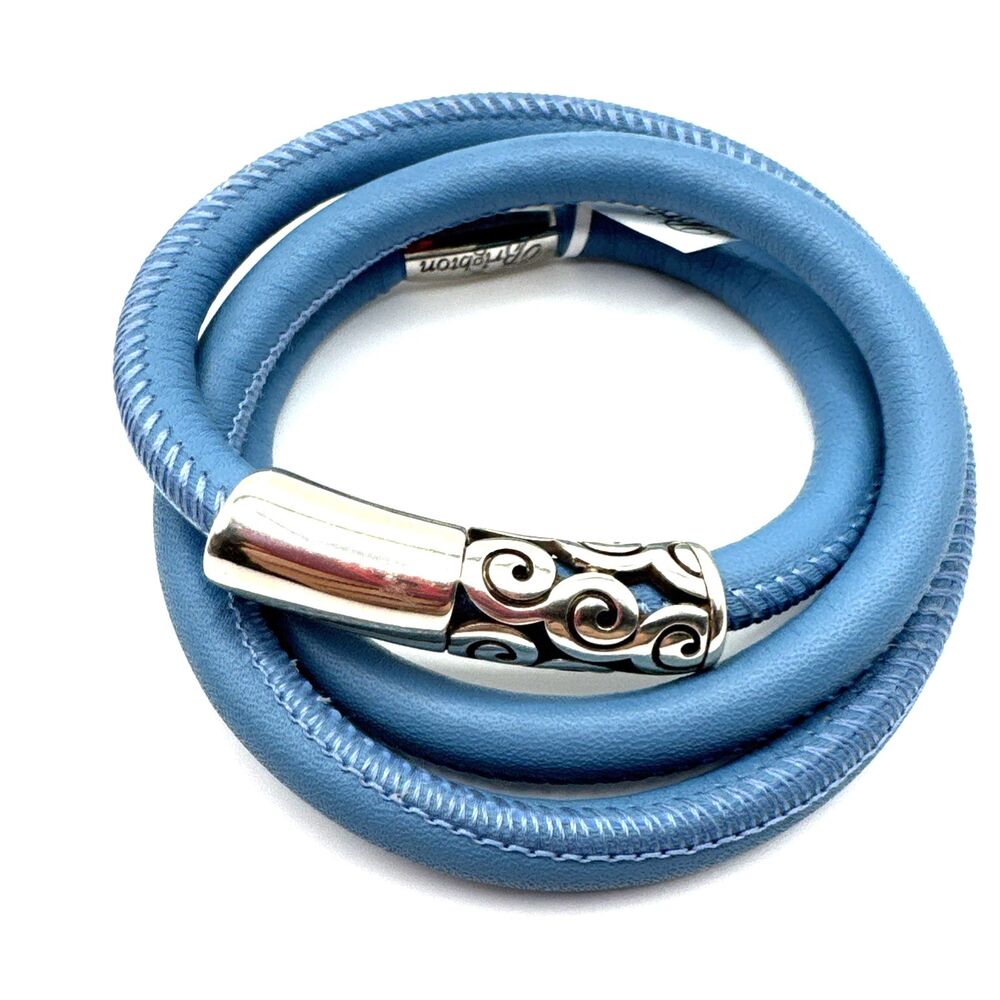 Brighton Woodstock Denim Blue Triple Bracelet 23in NWT + Vertigo Long Bead